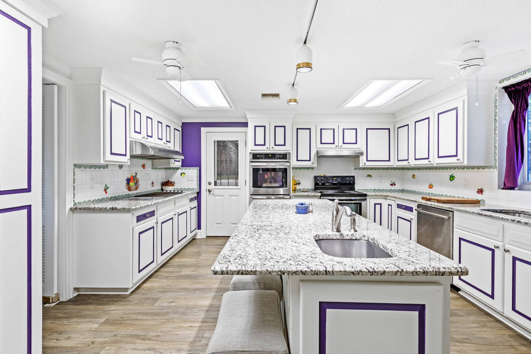 kitchen with white cabinets